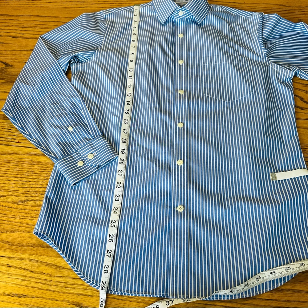 Banana Republic Men’s Non Iron Blue White Striped Classic Fit Dress Shirt Size S - Picture 4 of 9